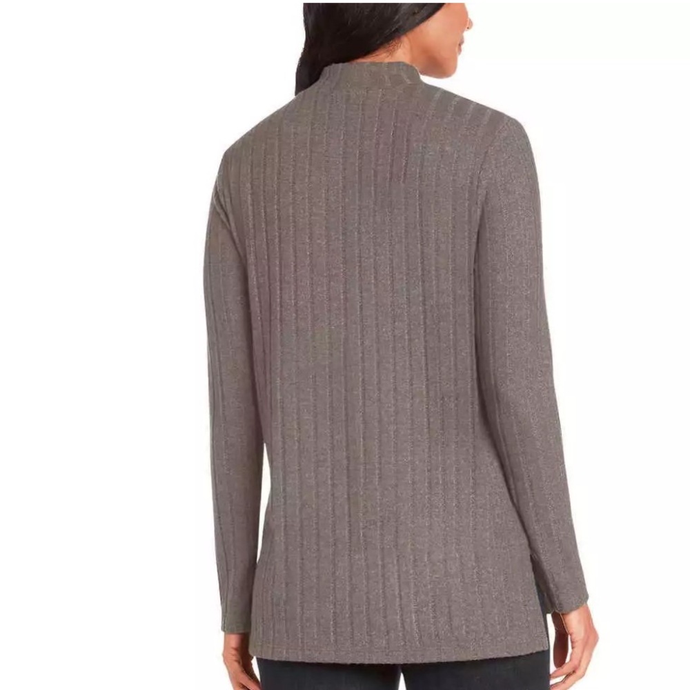 Matty M Women's Heather Pebble Mock Neck Ribbed Tunic Pullover Top Sweater XL - Picture 2 of 13